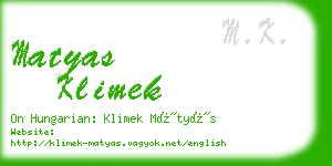 matyas klimek business card